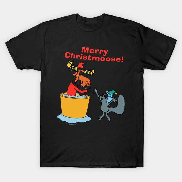 Rocky And Bullwinkle Santa Merry Christmoose Christmas 2 T-Shirt by Levandotxi